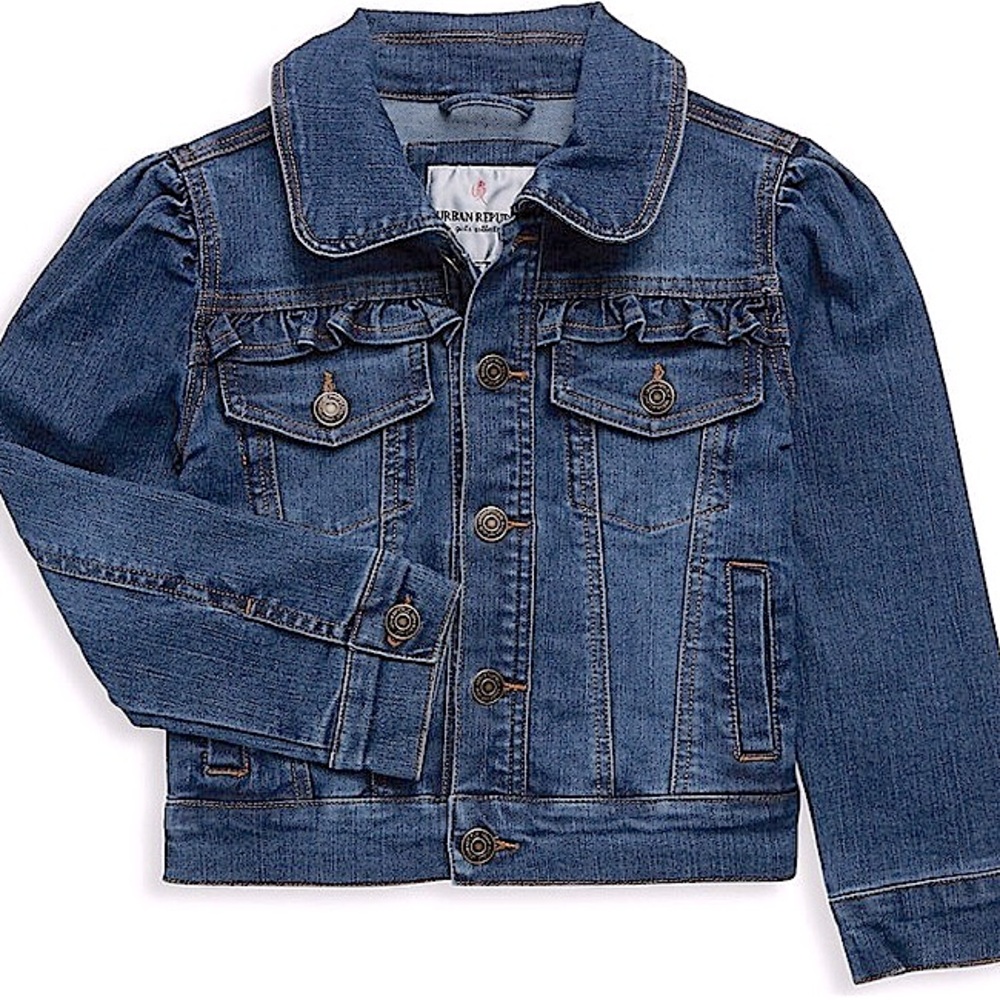 URBAN REPUBLIC | Little Girls’ Ruffle-Trim Denim Jacket — Medium Wash | 2T